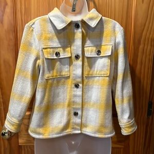 Old Navy Girls Plaid Soft-Brushed Utility Shacket in Yellow Plaid